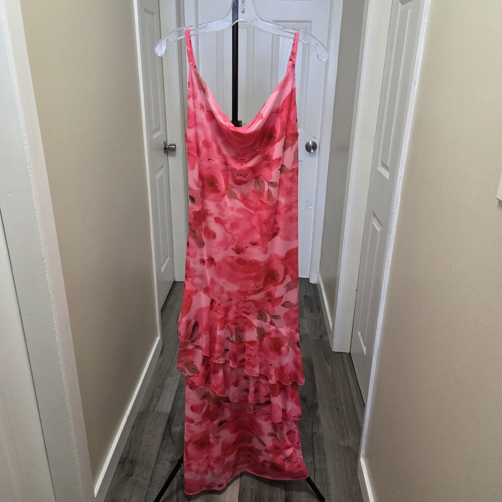 Pink Floral Cowl Neck Maxi Dress - Picture 2 of 8